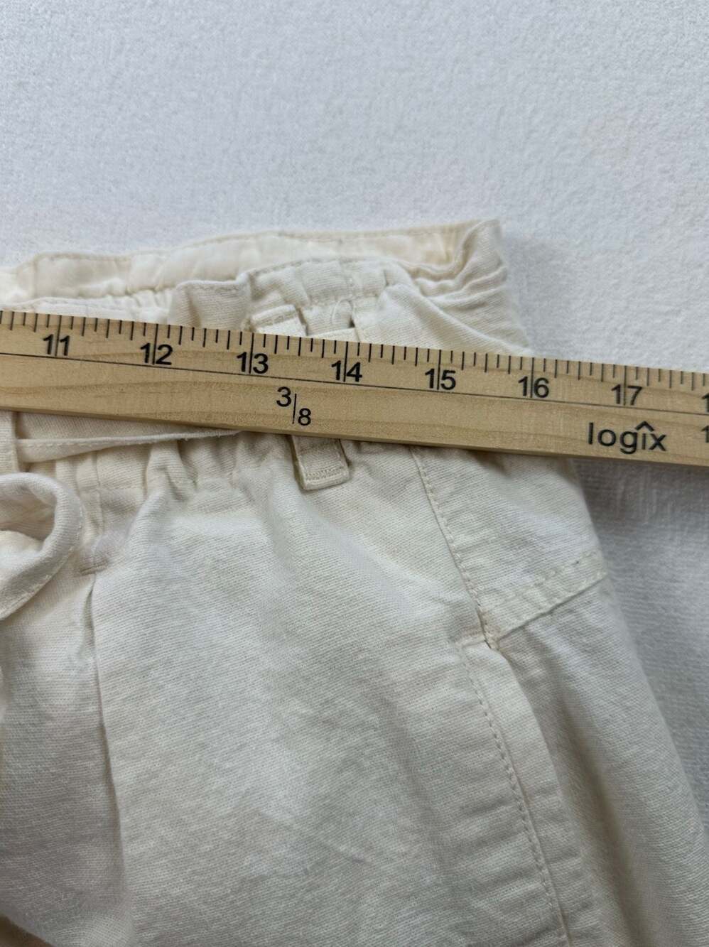 Free People Sky Rider Straight-Leg Ecru Paperbag Waist Pants Large - Picture 8 of 15
